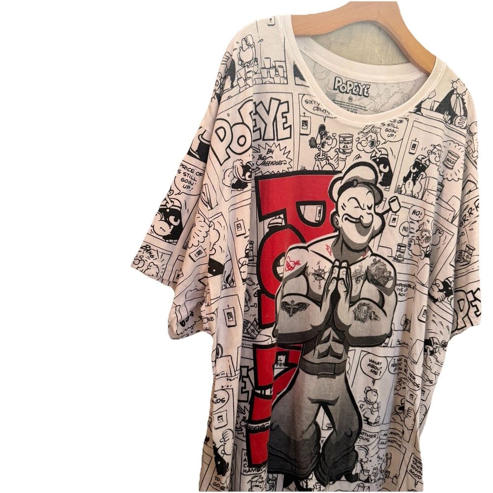 vtg popeye shirt 4xl All Over Print Comic Strip Made In Peru book Art A4